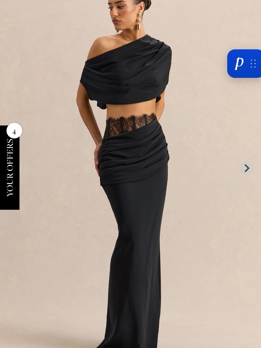 Club L London Silora Black Lace-Trim Maxi Skirt Matching Set